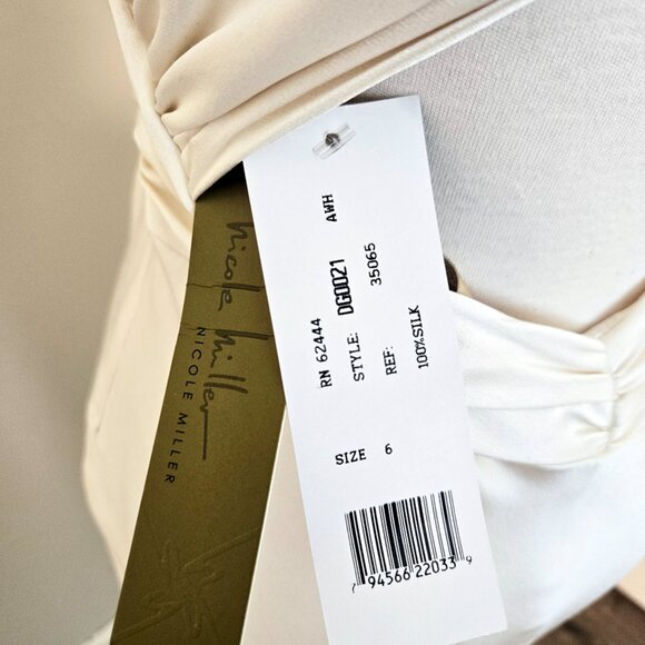 Nicole Miller Style DG0021 100% Ivory Silk Dress Size 6 - Picture 13 of 15